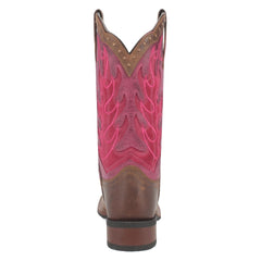 Laredo Women's Faye Broad Square Toe Leather Boots - Brown / Pink 3117