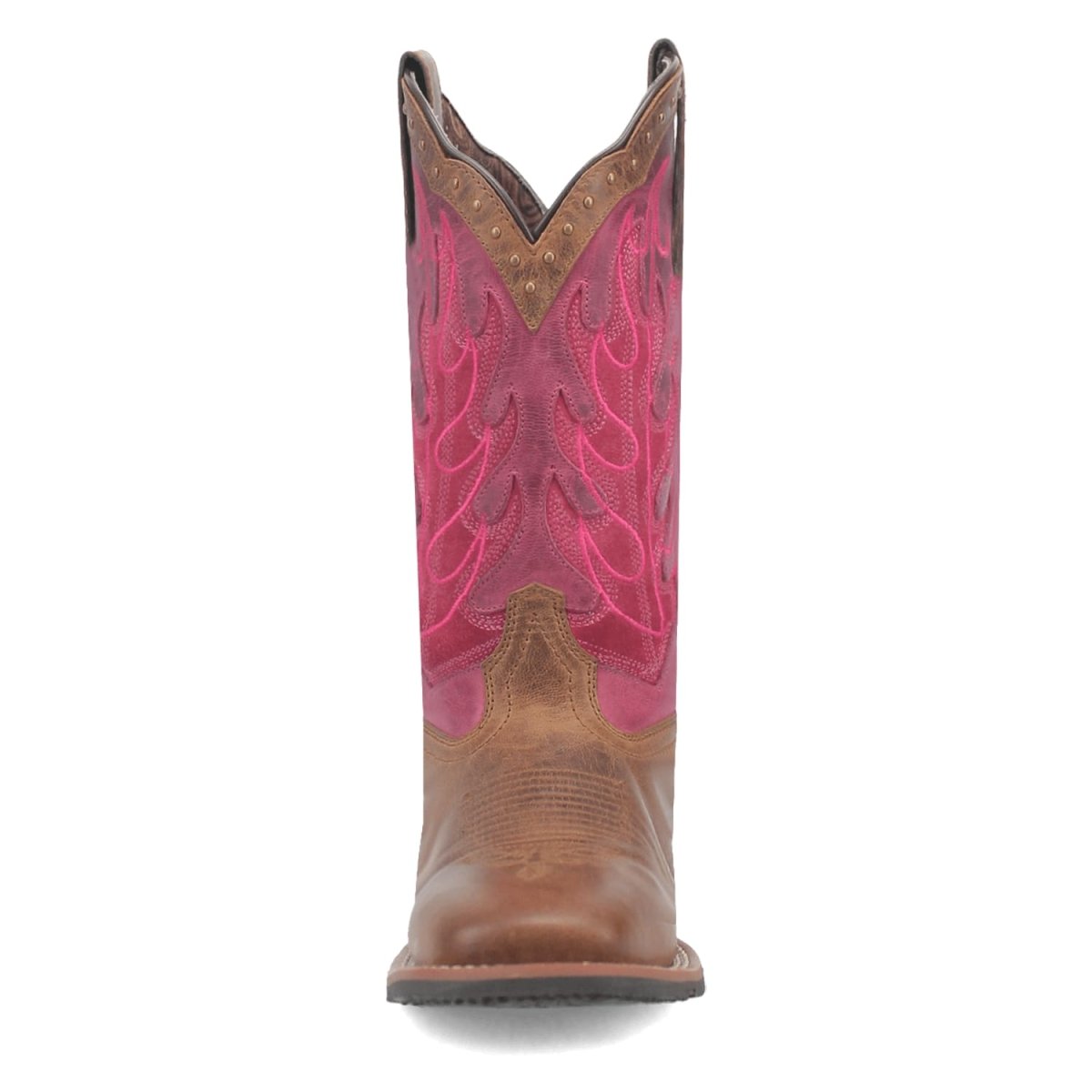 Laredo Women's Faye Broad Square Toe Leather Boots - Brown / Pink 3117 6 3117_6_M  - from alligatorwarehouse.com