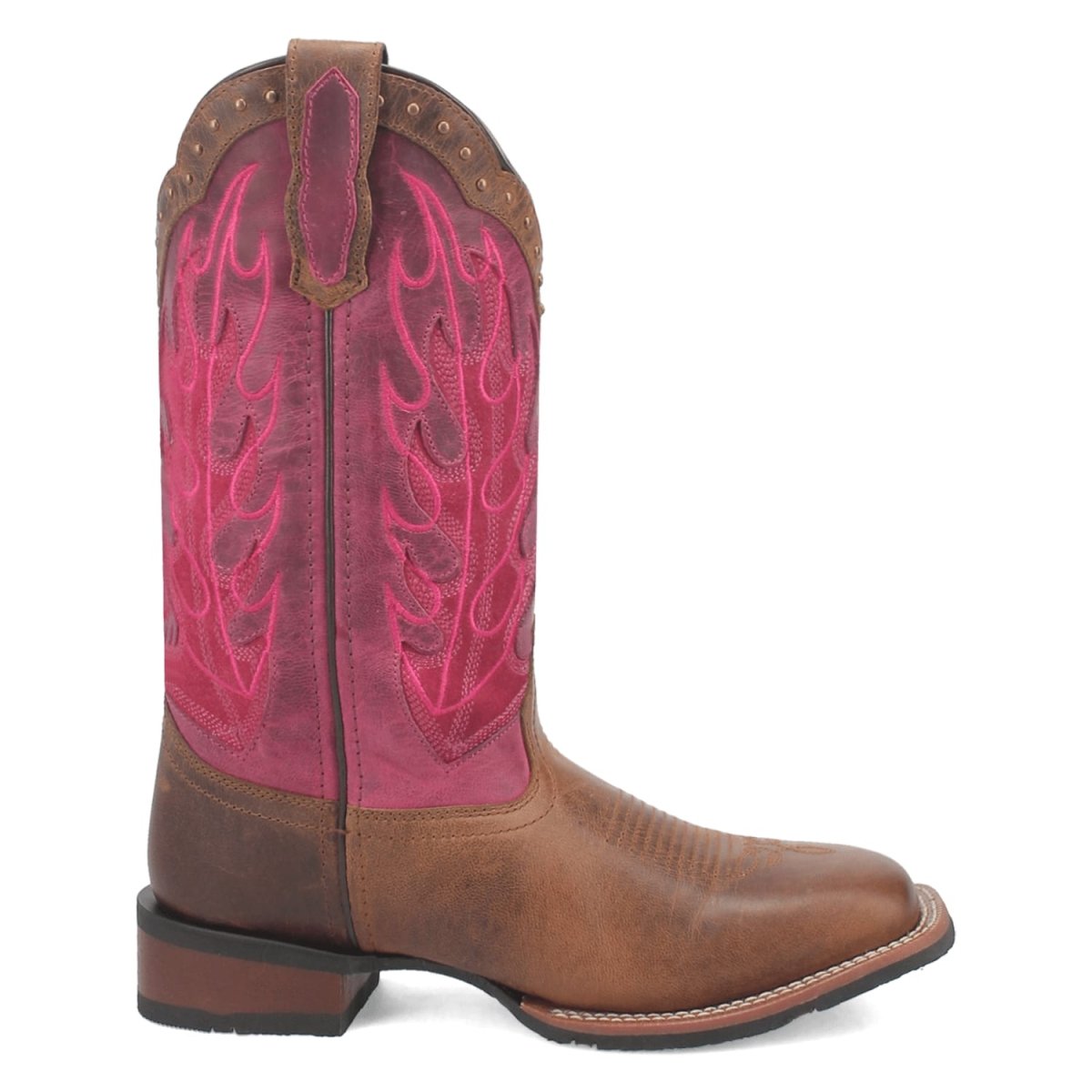 Laredo Women's Faye Broad Square Toe Leather Boots - Brown / Pink 3117 3 3117_6_M  - from alligatorwarehouse.com