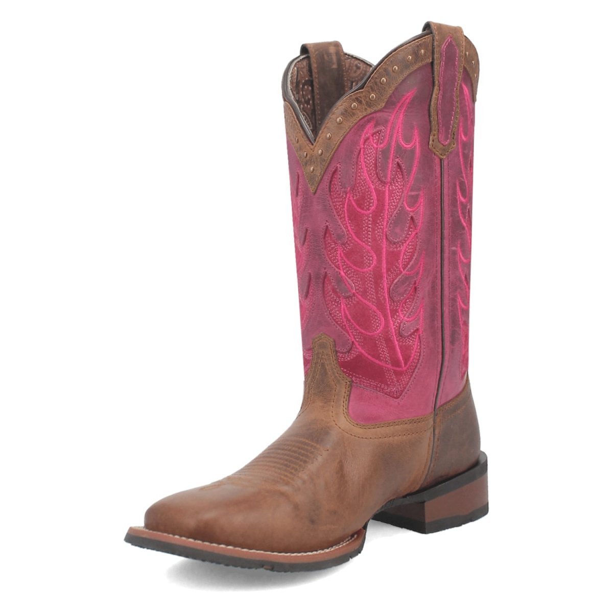 Laredo Women's Faye Broad Square Toe Leather Boots - Brown / Pink 3117 9 3117_6_M  - from alligatorwarehouse.com