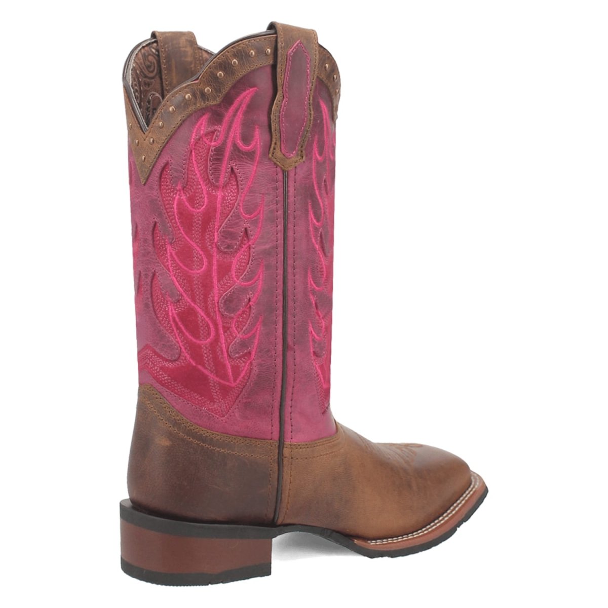 Laredo Women's Faye Broad Square Toe Leather Boots - Brown / Pink 3117 2 3117_6_M  - from alligatorwarehouse.com