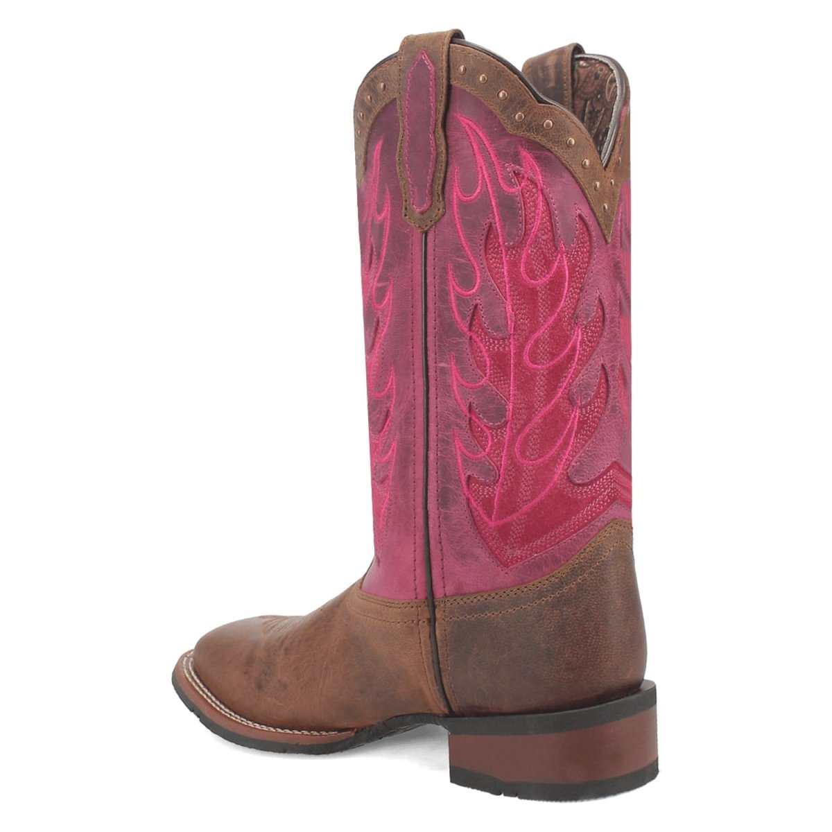 Laredo Women's Faye Broad Square Toe Leather Boots - Brown / Pink 3117 10 3117_6_M  - from alligatorwarehouse.com