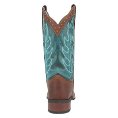 Laredo Women's Faye Broad Square Toe Leather Boots - Brown / Turquoise 3116