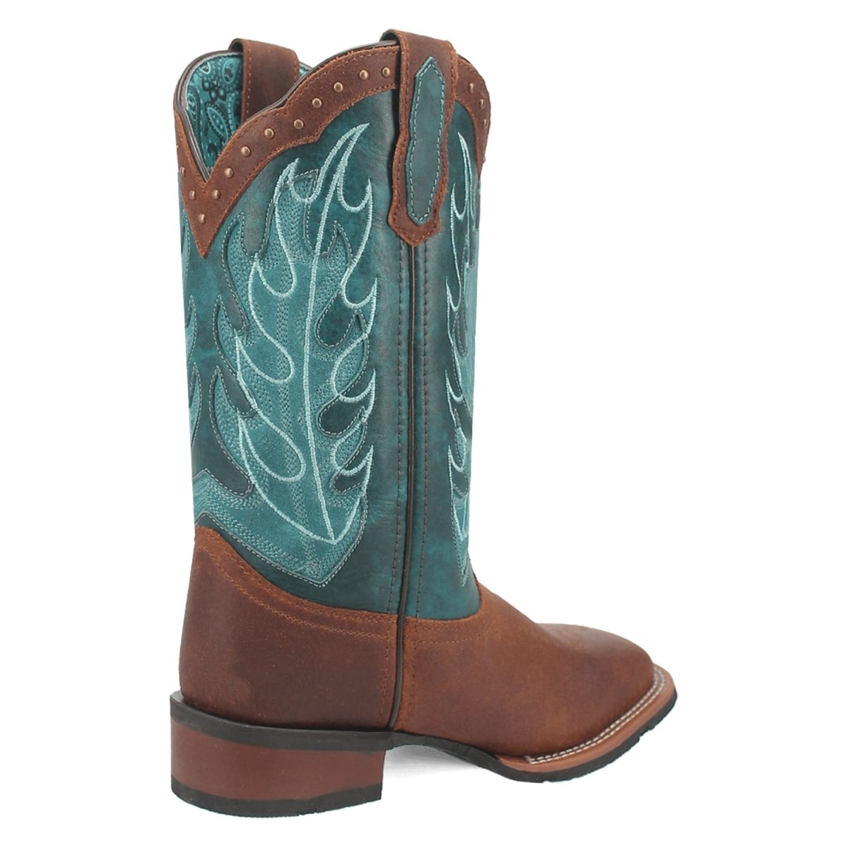 Laredo Women's Faye Broad Square Toe Leather Boots - Brown / Turquoise 3116 2 3116_6_M  - from alligatorwarehouse.com
