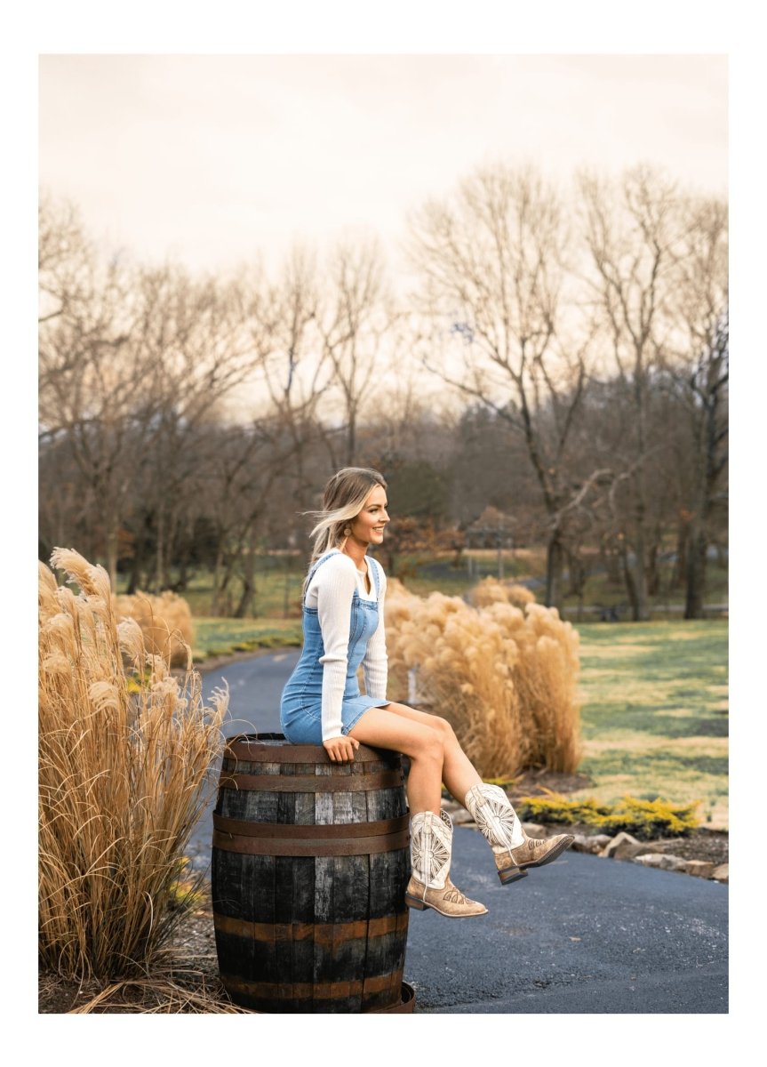 Laredo Women's Kite Days Broad Square Toe Leather Boots - Brown / Bone 5821 4 5821_6_M  - from alligatorwarehouse.com