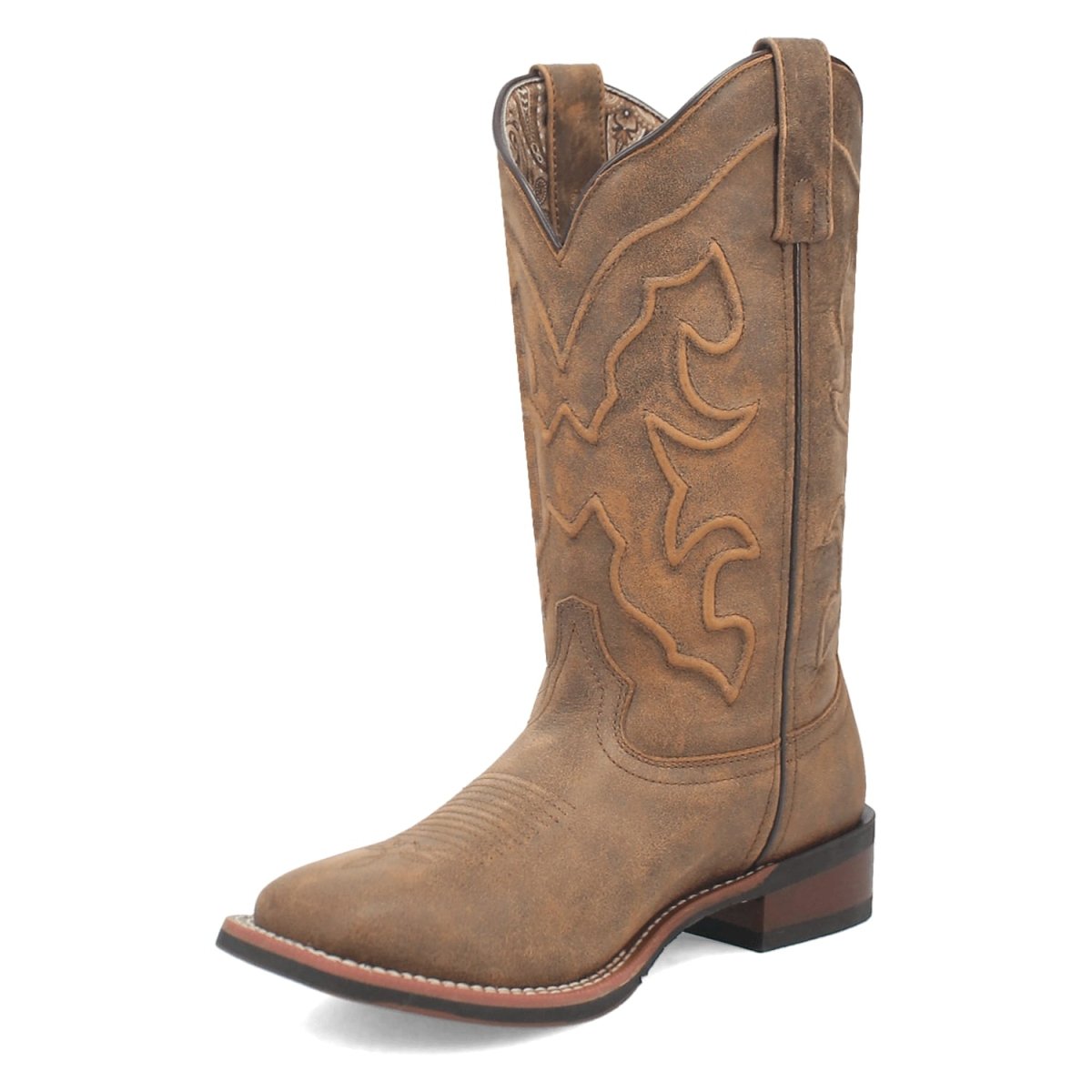 Laredo Women's Megan Broad Square Toe Leather Boots - Tan 3119 9 3119_6_M  - from alligatorwarehouse.com