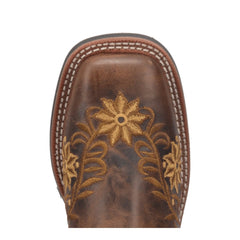 Laredo Women's Secret Garden Broad Square Toe Leather Boots - Brown 5822