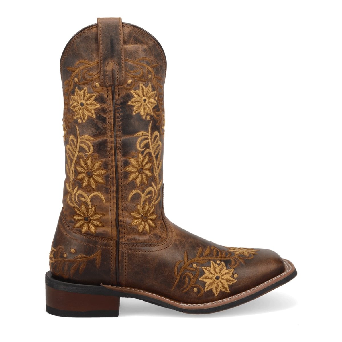 Laredo Women's Secret Garden Broad Square Toe Leather Boots - Brown 5822 4 5822_6_M  - from alligatorwarehouse.com