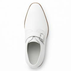 Mens Carrucci Classic Leather Fade Single D-Buckle Monk Strap Dress Shoe in Chestnut