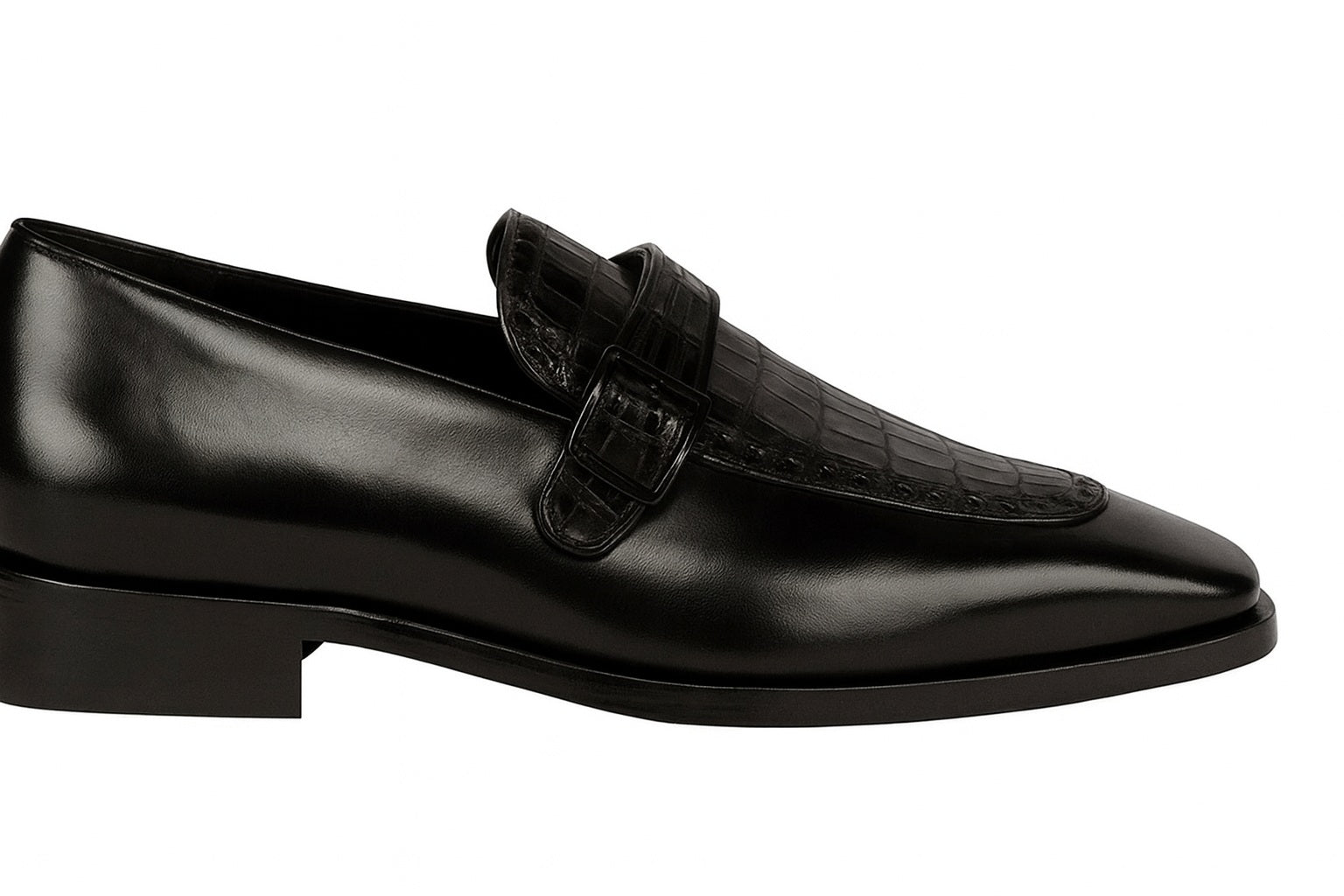 Lombardy Caiman Belly & Calfskin Monkstrap Dress Shoe 9   - from alligatorwarehouse.com