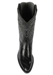 Los Altos Boots - Mens Dress Cowboy Boot - Low Priced Black Eel Skin R-Toe Western Boots- in Black