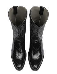 Los Altos Boots - Mens Dress Cowboy Boot - Low Priced Black Eel Skin R-Toe Western Boots- in Black