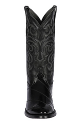 Los Altos Boots - Mens Dress Cowboy Boot - Low Priced Black Eel Skin R-Toe Western Boots- in Black