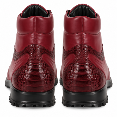 Los Altos Genuine Ostrich Leg Burgundy Casual Ankle Boot