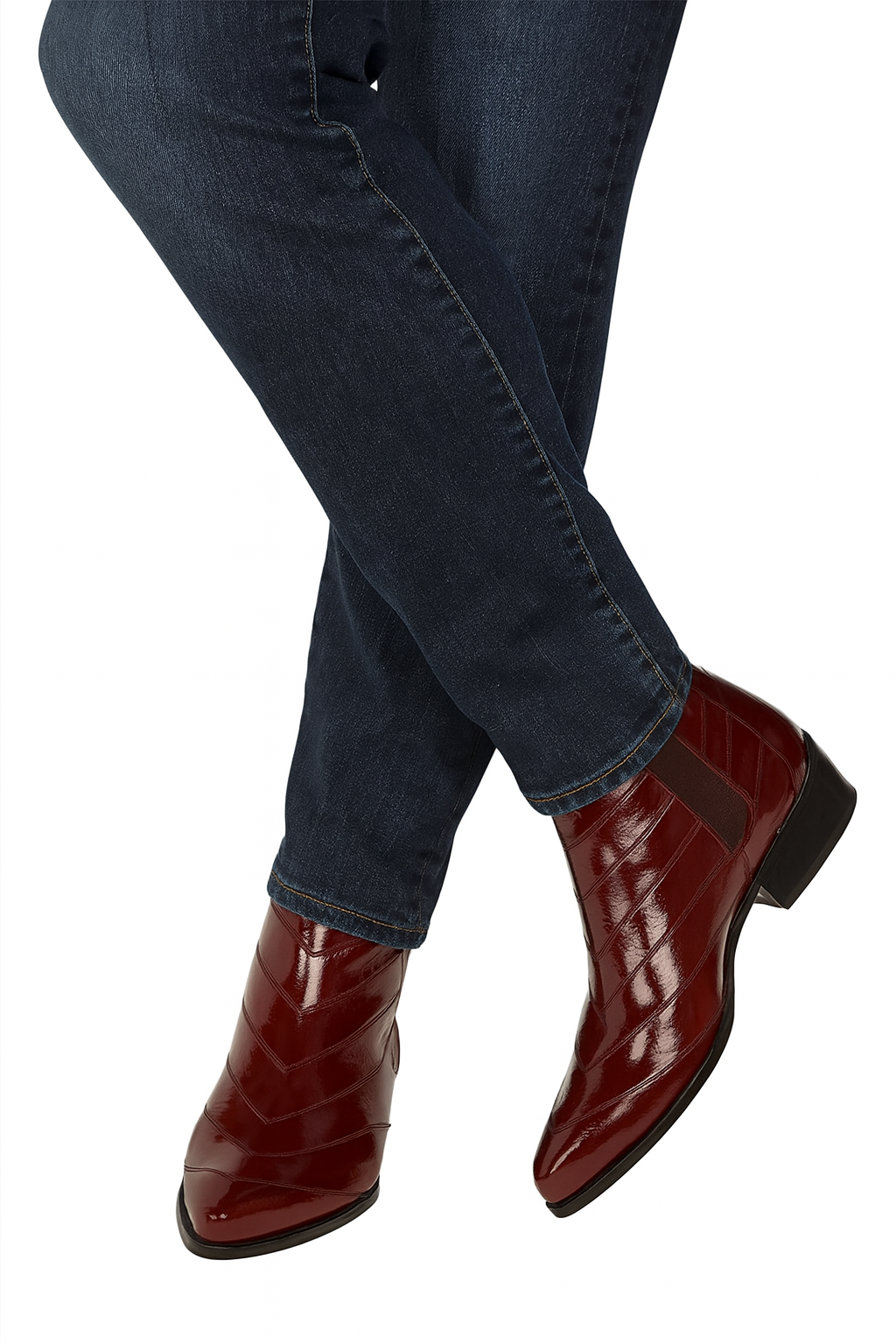 Los Altos Men’s Burgundy Genuine Eel Skin Leather Ankle Boots 7   - from alligatorwarehouse.com