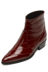 Los Altos Men’s Burgundy Genuine Eel Skin Leather Ankle Boots