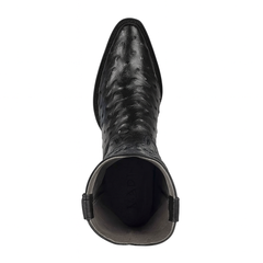 Los Altos Men's Black Genuine Full Quill Ostrich Boots