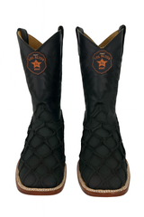 Los Altos Men's Black Matte Genuine Pirarucu Wide Square Toe Boot