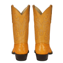 Los Altos Men's Yellow Gold Buttercup Genuine Full Quill Ostrich Boots