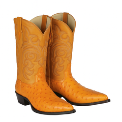 Los Altos Men's Yellow Gold Buttercup Genuine Full Quill Ostrich Boots