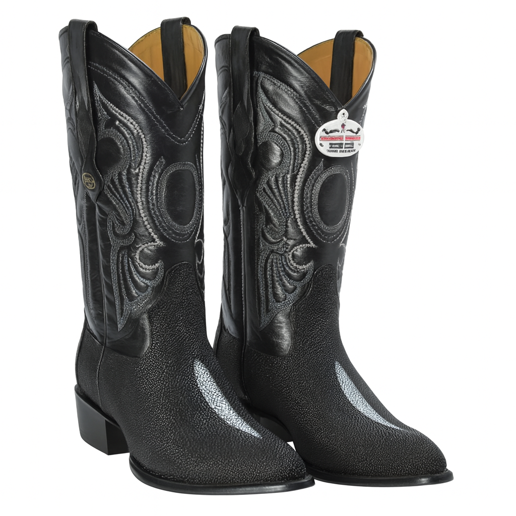 Los Altos Men's Exquisite Black Genuine Single Stone Stingray Boots 7   - from alligatorwarehouse.com