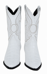 Los Altos Men's White Genuine Caiman Tail Boots