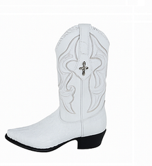Los Altos Men's White Genuine Caiman Tail Boots