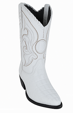Los Altos Men's White Genuine Caiman Tail Boots 8   - from alligatorwarehouse.com