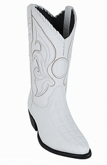Los Altos Men's White Genuine Caiman Tail Boots
