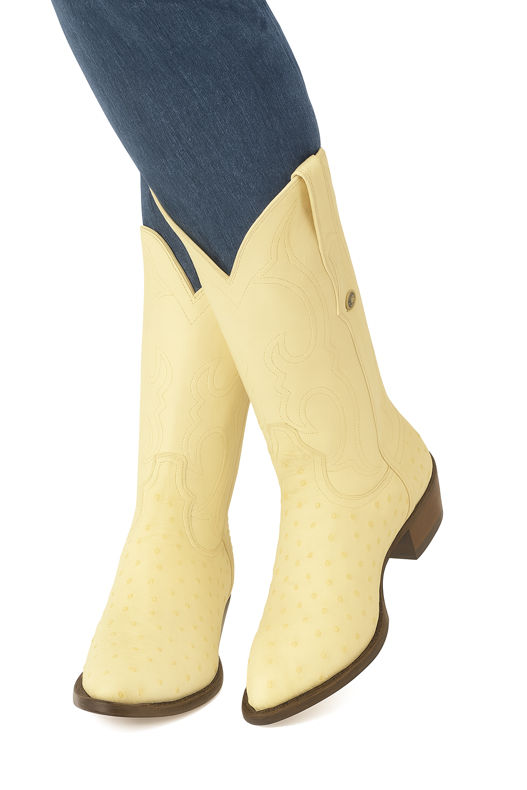 Los Altos Men's Winter White Genuine Full Quill Ostrich Boots 8   - from alligatorwarehouse.com