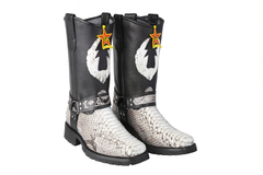 Los Altos Natural Black Python Biker Boots