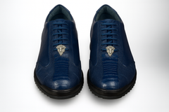 Los Altos Navy Blue Ostrich Leg Lace Up Sneakers