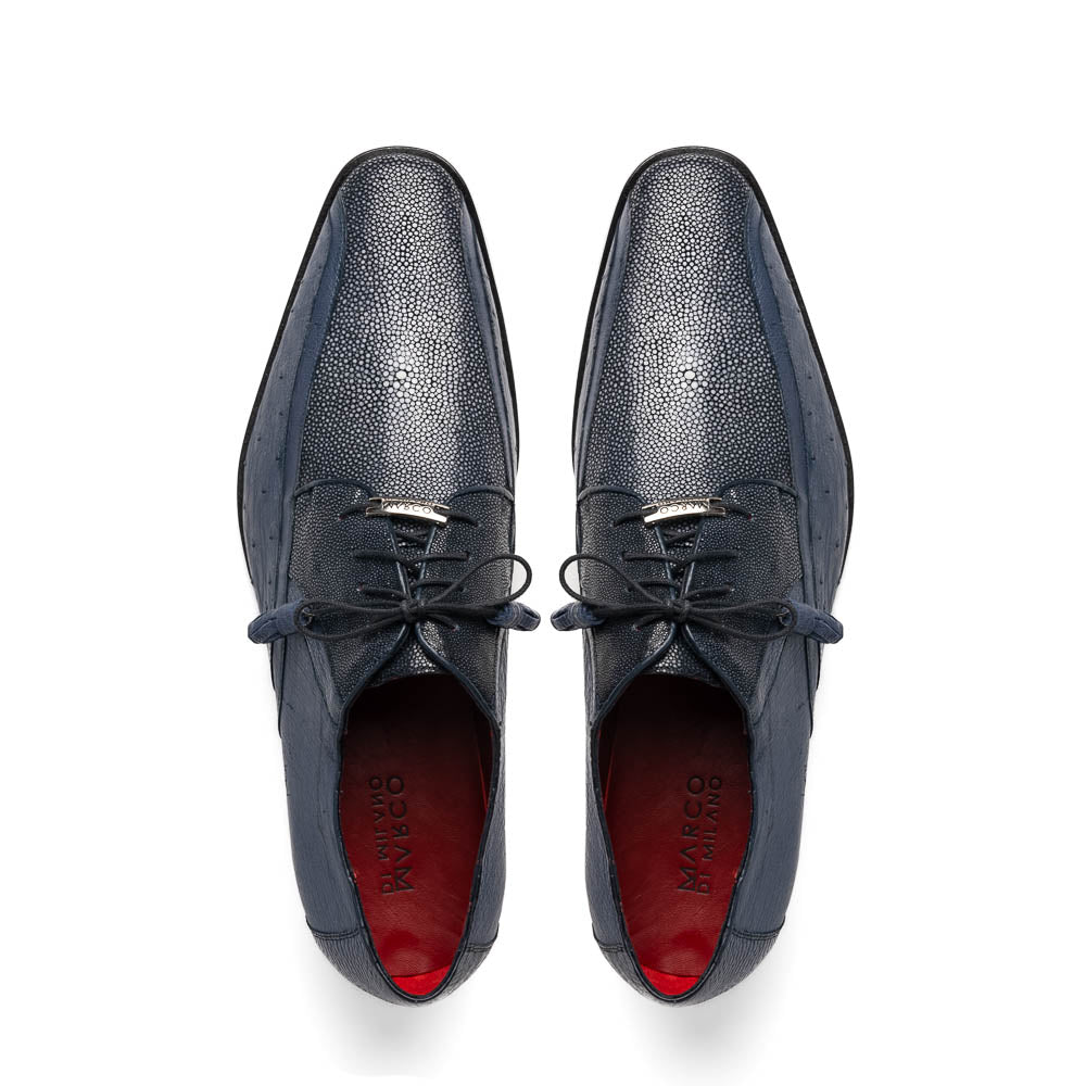 Marco Di Milano Lucca Navy Ostrich & Stingray Shoes 4 LUCCA_STINGRAY_NAVY_8  - from alligatorwarehouse.com