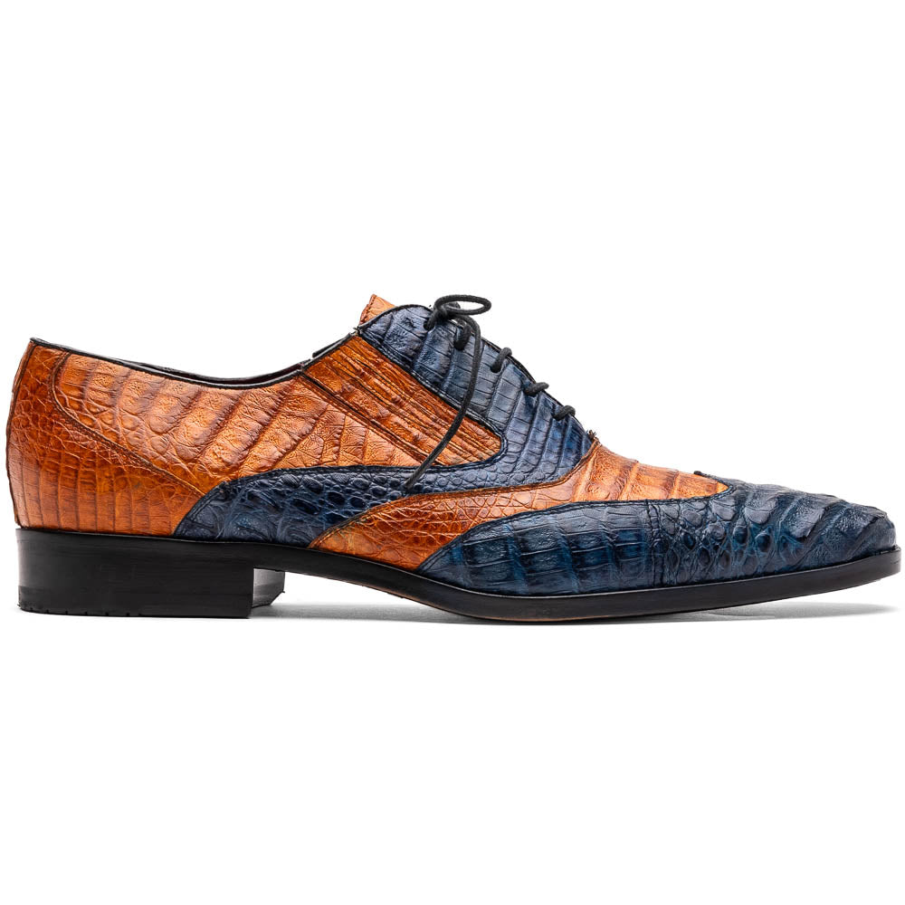 Marco Di Milano Luciano Crocodile Classic Wingtip Dress Shoes Oxfords 2 LUCIANO_CAIMAN FUSCUS_NAVY-BROWN_8  - from alligatorwarehouse.com