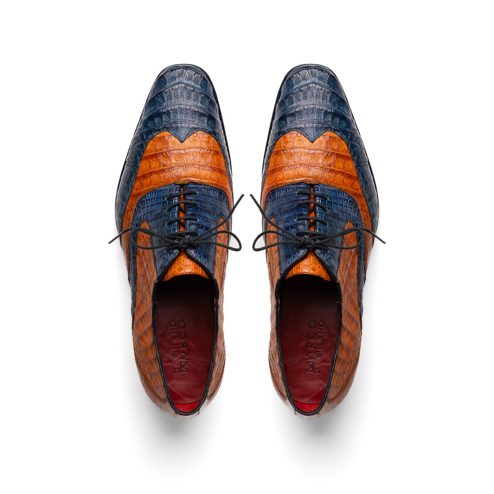Marco Di Milano Luciano Crocodile Classic Wingtip Dress Shoes Oxfords 11 LUCIANO_CAIMAN FUSCUS_NAVY-BROWN_8  - from alligatorwarehouse.com