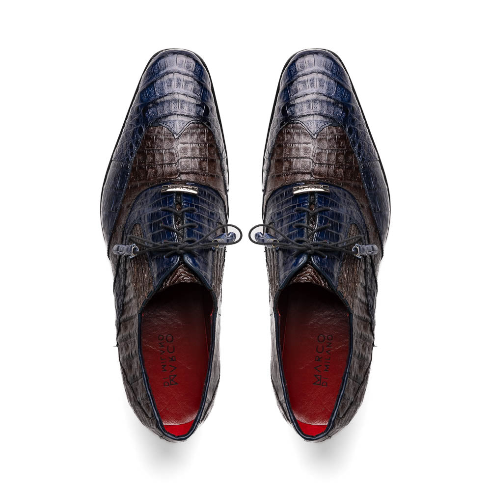 Marco Di Milano Luciano Crocodile Classic Wingtip Dress Shoes Oxfords 6 LUCIANO_CAIMAN FUSCUS_NAVY-BROWN_8  - from alligatorwarehouse.com