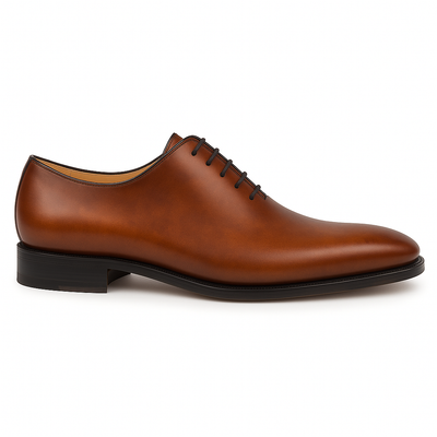 Mens Mezlan Pamplona Calfskin Plain Toe Dress Shoe in Cognac 7   - from alligatorwarehouse.com