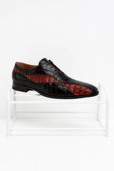 Mauri Dark Brown Gold Alligator Shoes Made Italy Scarface