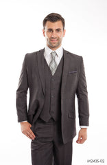 Tazio Men's 3-Piece Fit Glen Plaid Suit