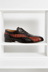 Mauri Dark Brown Gold Alligator Shoes Made Italy Scarface