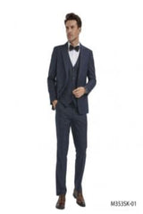 Tazio Men's Fit 3 Piece Plaid Suit Bold Patterned Look
