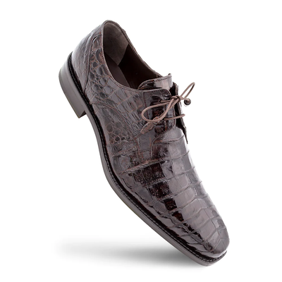 Mezlan Anderson Crocodile Derby Shoes Dark Brown (13584-F)