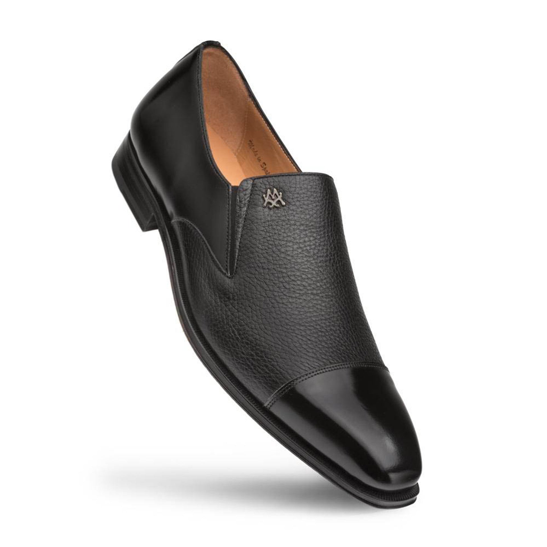 Mezlan Milani Calfskin & Deerskin Black Slip On Men's Loafers 2   - from alligatorwarehouse.com