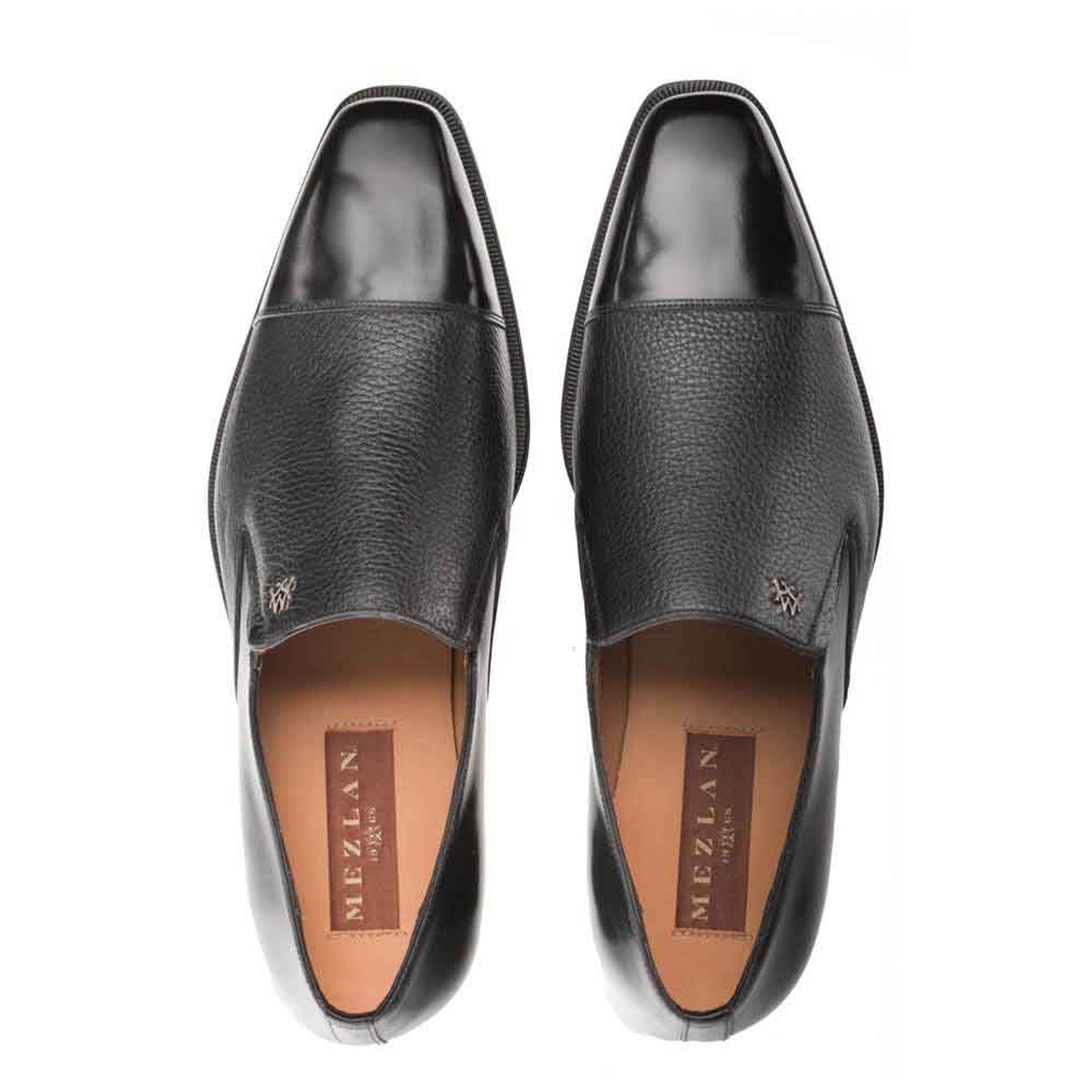 Mezlan Milani Calfskin & Deerskin Black Slip On Men's Loafers 1   - from alligatorwarehouse.com