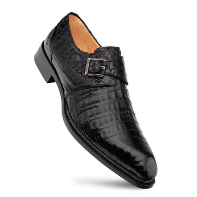 Mezlan Gigolo Crocodile Monk Strap Black (50056-F)