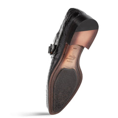 Mens Mezlan Prague Double Monk Strap Caiman Crocodile Dress Shoe in Cognac