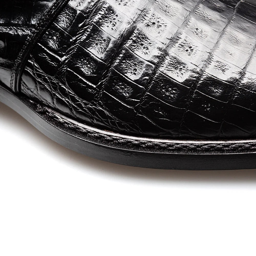 Mens Mezlan Prague Double Monk Strap Caiman Crocodile Dress Shoe in Cognac 8   - from alligatorwarehouse.com