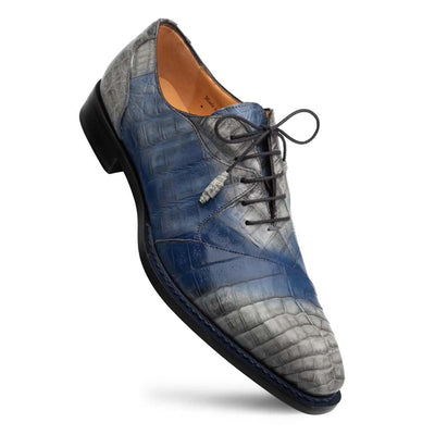 Mezlan Pueblo Crocodile Oxford Pearl Grey / Blue (50115-F)
