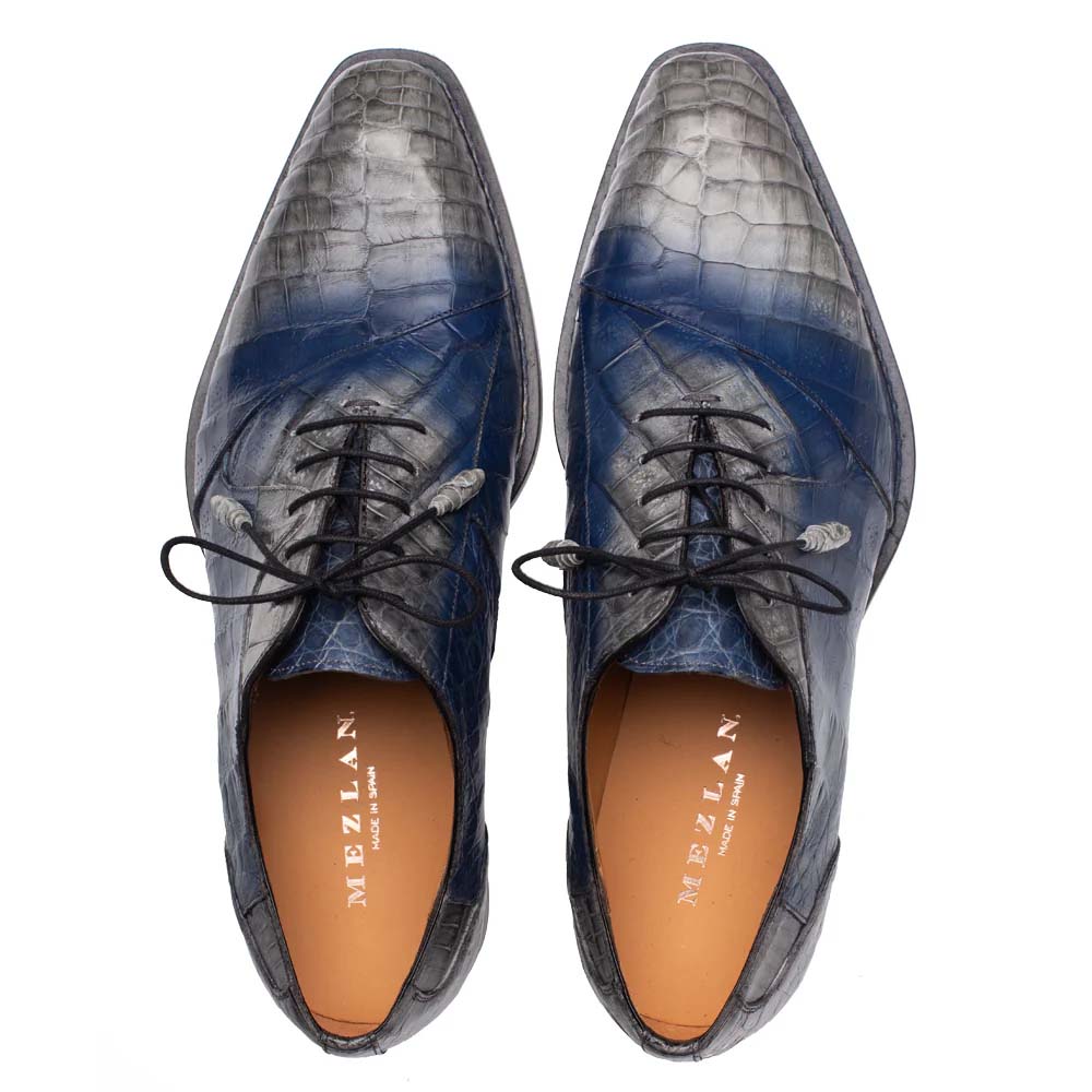 Mezlan Pueblo Crocodile Oxford Pearl Grey / Blue (50115-F)