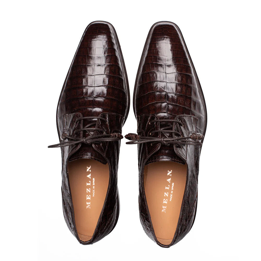 Mezlan Riverside Crocodile Lace-Up Derby Brown (50180-F)